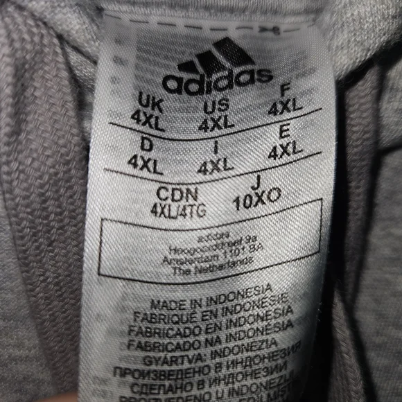 Mens Adidas Gray Hoodie with Blue Logo - Picture 3 of 3